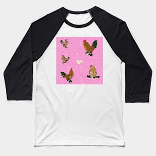 Belgian D'Uccle Pattern Pink Baseball T-Shirt